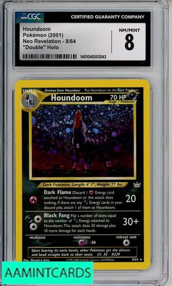 2001 POKEMON NEO REVELATION HOUNDOOM #8 DOUBLE HOLO CGC 8 1401045552043