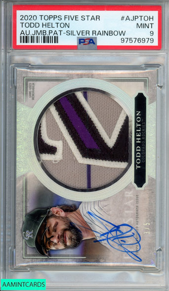 2020 TOPPS FIVE STAR AUTO JUMBO PATCHES TODD HELTON #AJPTOH SILVER 3 OF 5 PSA 9 97576979