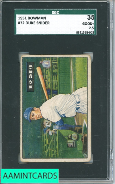 1951 BOWMAN DUKE SNIDER #32 SGC 2.5 8351518-003