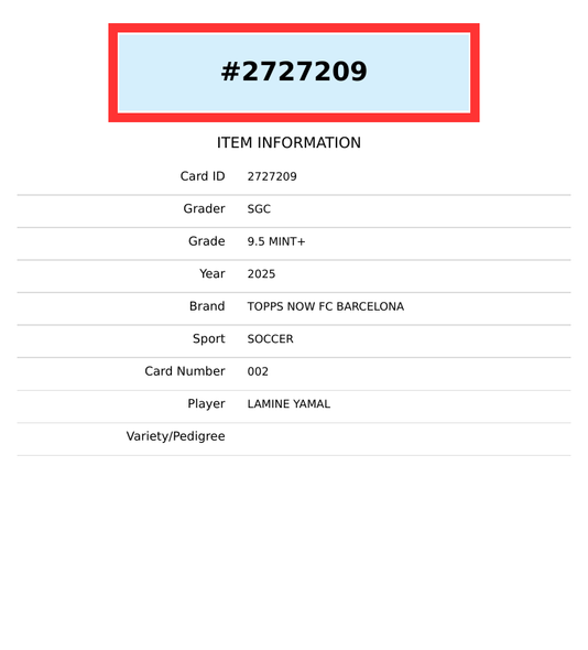 2025 TOPPS NOW FC BARCELONA LAMINE YAMAL #002 LIONEL MESSI LEGACY SGC 9.5 MINT+ 2727209