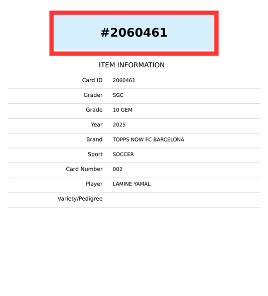 2025 TOPPS NOW FC BARCELONA LAMINE YAMAL #002 LIONEL MESSI LEGACY SGC 10 GEM 2060461