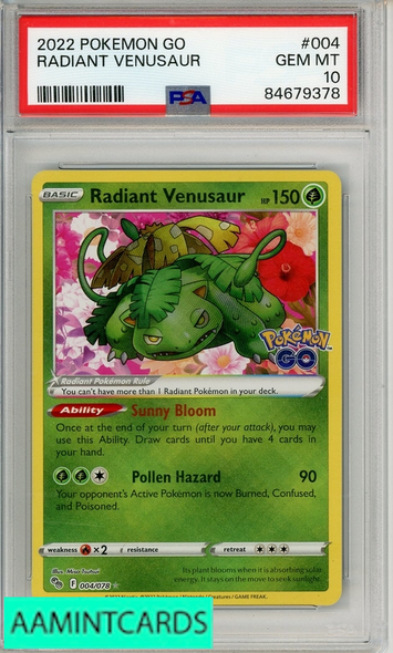 2022 POKEMON GO RADIANT VENUSAUR #004 PSA 10 GEM MT 84679378