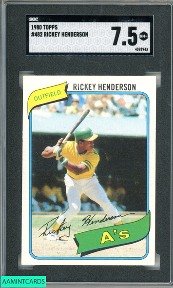 1980 TOPPS RICKEY HENDERSON #482 ROOKIE RC OAKLAND ATHLETICS HOF SGC 7.5 NM+ 4078943