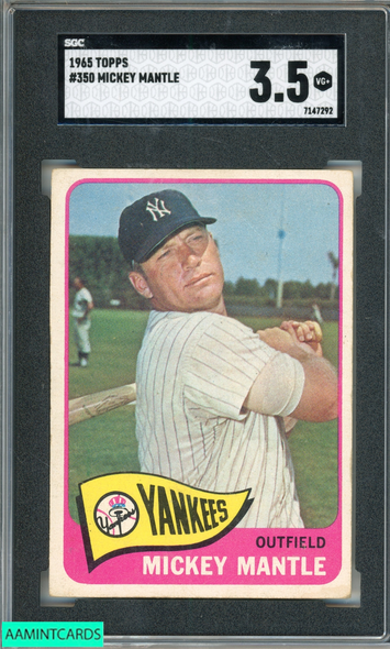 1965 TOPPS MICKEY MANTLE #350 NEW YORK YANKEES HOF SGC 3.5 VG+ 7147292