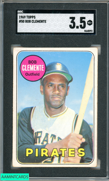 1969 TOPPS BOB ROBERTO CLEMENTE #50 PIRATES HOF SGC 3.5 VG+ 8668093