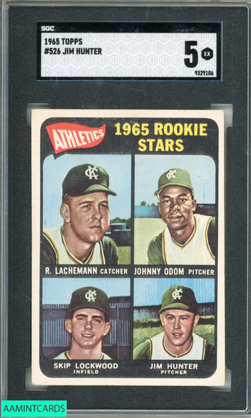 1965 TOPPS JIM CATFISH HUNTER #526 ROOKIE RC KANSAS CITY ATHLETICS HOF SGC 5 EX 9329106