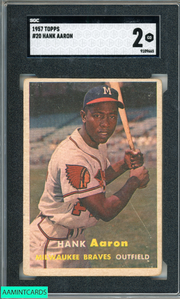 1957 TOPPS HANK AARON #20 BRAVES HOF SGC 2 GD 9109665