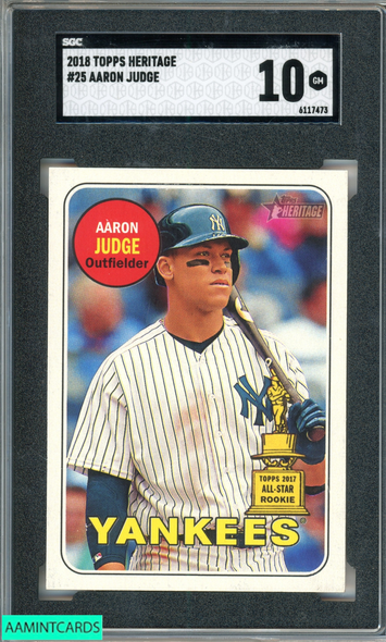 2018 TOPPS HERITAGE AARON JUDGE #25 NEW YORK YANKEES SGC 10 GEM 6117473