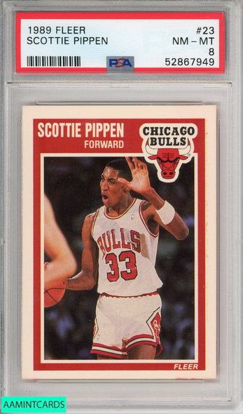 1989 FLEER SCOTTIE PIPPEN #23 HOF CHICAGO BULLS PSA 8 NM-MT 52867949 1989 FLEER SCOTTIE PIPPEN #23 HOF CHICAGO BULLS PSA 8 NM-MT 52867949
