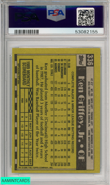 1990 TOPPS KEN GRIFFEY JR #336 SEATTLE MARINERS HOF PSA 7 NM 53082155 1990 TOPPS KEN GRIFFEY JR #336 SEATTLE MARINERS HOF PSA 7 NM 53082155