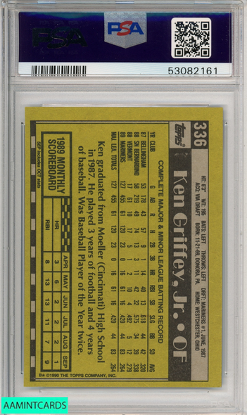 1990 TOPPS KEN GRIFFEY JR #336 SEATTLE MARINERS HOF PSA 7 NM 53082161 1990 TOPPS KEN GRIFFEY JR #336 SEATTLE MARINERS HOF PSA 7 NM 53082161