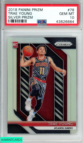 2018 PANINI PRIZM TRAE YOUNG #78 SILVER PRIZM ROOKIE RC HAWKS PSA 10 GEM MT 43826664