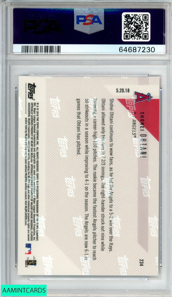2018 TOPPS NOW SHOHEI OHTANI #234 ROOKIE RC LOS ANGELES ANGELS PSA 10 GEM MT 64687230