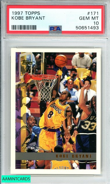 1997 TOPPS KOBE BRYANT #171 LOS ANGELES LAKERS MAMBA HOF PSA GEM MT 10 50651493