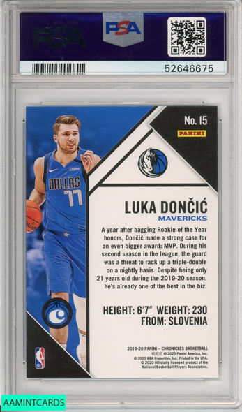 2019 PANINI CHRONICLES LUKA DONCIC #15 DALLAS MAVERICKS PSA 9 MINT 52646675 2019 PANINI CHRONICLES LUKA DONCIC #15 DALLAS MAVERICKS PSA 9 MINT 52646675