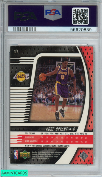 1998 UPPER DECK IONIX KOBE BRYANT #31 LOS ANGELES LAKERS HOF PSA 9 MINT 56620839 1998 UPPER DECK IONIX KOBE BRYANT #31 LOS ANGELES LAKERS HOF PSA 9 MINT 56620839