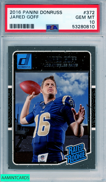 2016 PANINI DONRUSS JARED GOFF #372 ROOKIE LOS ANGELES RAMS RC PSA 10 GEM MT 53280810