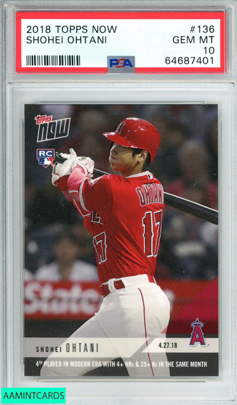 2018 TOPPS NOW SHOHEI OHTANI #136 LOS ANGELES ANGELS ROOKIE PSA 10 GEM MT 64687401