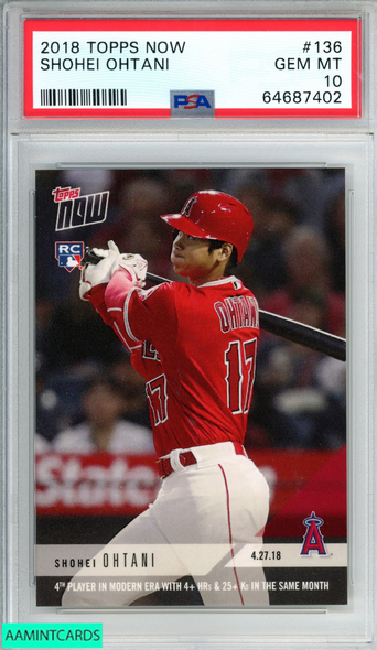 2018 TOPPS NOW SHOHEI OHTANI #136 ROOKIE RC LOS ANGELES ANGELS PSA 10 GEM MT 64687402