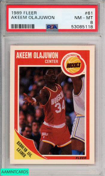 1989 FLEER AKEEM OLAJUWON #61 HOUSTON ROCKETS HOF PSA 8 NM-MT 53085118