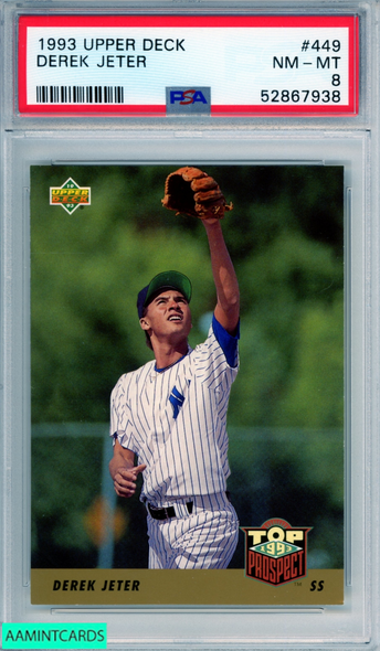 1993 UPPER DECK DEREK JETER #449 ROOKIE HOF NEW YORK YANKEES RC PSA 8 NM-MT 52867938