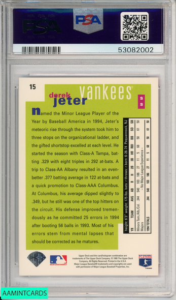 1995 COLLECTORS CHOICE DEREK JETER #15 NEW YORK YANKEES HOF PSA 8 NM-MT 53082002