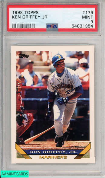 1993 TOPPS KEN GRIFFEY JR #179 SEATTLE MARINERS HOF PSA 9 MINT 54831354 1993 TOPPS KEN GRIFFEY JR #179 SEATTLE MARINERS HOF PSA 9 MINT 54831354