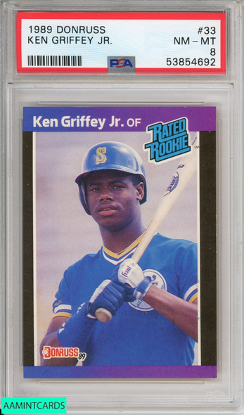 1989 DONRUSS KEN GRIFFEY JR #33 ROOKIE HOF SEATTLE MARINERS RC PSA 8 NM-MT 53854692