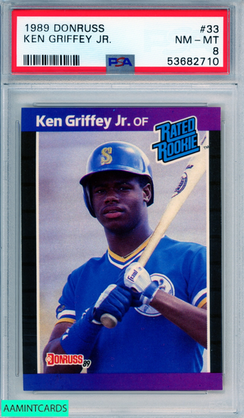1989 DONRUSS KEN GRIFFEY JR #33 ROOKIE HOF SEATTLE MARINERS RC PSA 8 NM-MT 53682710