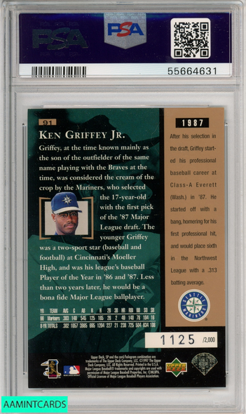 1997 SP BASEBALL HEROES KEN GRIFFEY JR #91 SEATTLE MARINERS HOF PSA 8 NM-MT 55664631