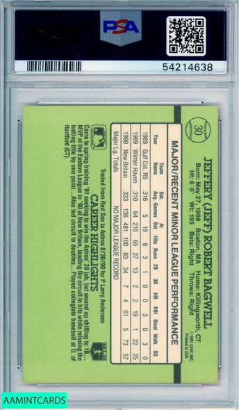 1991 DONRUSS ROOKIES JEFF BAGWELL #30 ROOKIE HOF HOUSTON ASTROS RC PSA 9 MINT 54214638 1991 DONRUSS ROOKIES JEFF BAGWELL #30 ROOKIE HOF HOUSTON ASTROS RC PSA 9 MINT 54214638