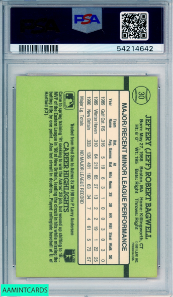 1991 DONRUSS ROOKIES JEFF BAGWELL #30 ROOKIE HOF HOUSTON ASTROS RC PSA 9 MINT 54214642 1991 DONRUSS ROOKIES JEFF BAGWELL #30 ROOKIE HOF HOUSTON ASTROS RC PSA 9 MINT 54214642