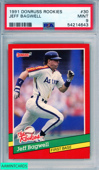 1991 DONRUSS ROOKIES JEFF BAGWELL #30 ROOKIE HOF HOUSTON ASTROS RC PSA 9 MINT 54214643 1991 DONRUSS ROOKIES JEFF BAGWELL #30 ROOKIE HOF HOUSTON ASTROS RC PSA 9 MINT 54214643