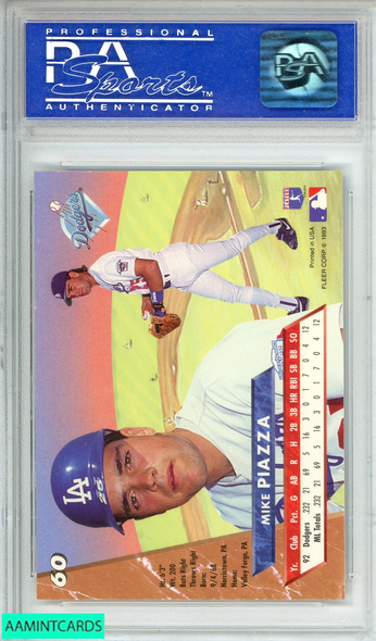 1993 ULTRA MIKE PIAZZA #60 LOS ANGELES DODGERS ROOKIE RC PSA 8 NM-MT 02194913