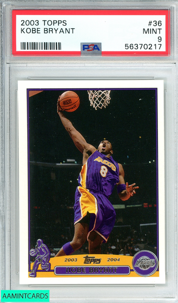 2003 TOPPS KOBE BRYANT #36 LOS ANGELES LAKERS MAMBA HOF!! PSA 9 MINT 56370217