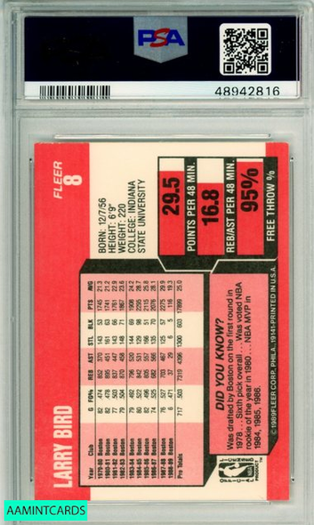 1989 FLEER LARRY BIRD #8 BOSTON CELTICS PSA NM-MT 8 48942816