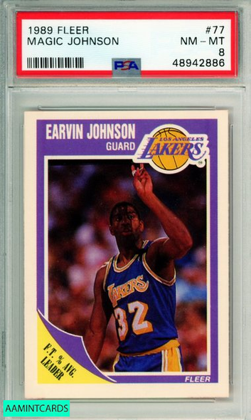 1989 FLEER MAGIC JOHNSON #77 L A  LAKERS PSA NM-MT 8 48942886 1989 FLEER MAGIC JOHNSON #77 L A  LAKERS PSA NM-MT 8 48942886