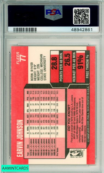 1989 FLEER MAGIC JOHNSON #77 L A  LAKERS PSA NM-MT 8 48942861 1989 FLEER MAGIC JOHNSON #77 L A  LAKERS PSA NM-MT 8 48942861