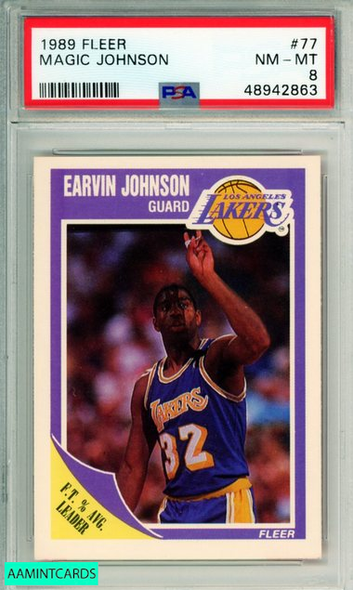 1989 FLEER MAGIC JOHNSON #77 L A  LAKERS PSA NM-MT 8 48942863 1989 FLEER MAGIC JOHNSON #77 L A  LAKERS PSA NM-MT 8 48942863
