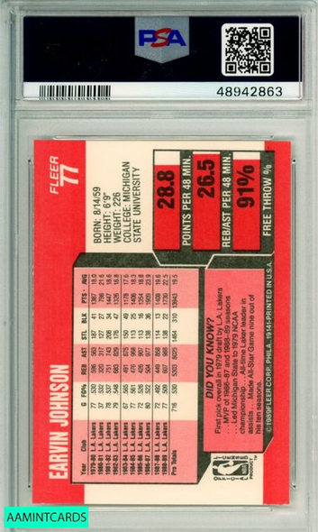 1989 FLEER MAGIC JOHNSON #77 L A  LAKERS PSA NM-MT 8 48942863 1989 FLEER MAGIC JOHNSON #77 L A  LAKERS PSA NM-MT 8 48942863