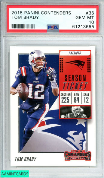 2018 PANINI CONTENDERS TOM BRADY #36 NEW ENGLAND PATRIOTS PSA 10 GEM MT 61213655