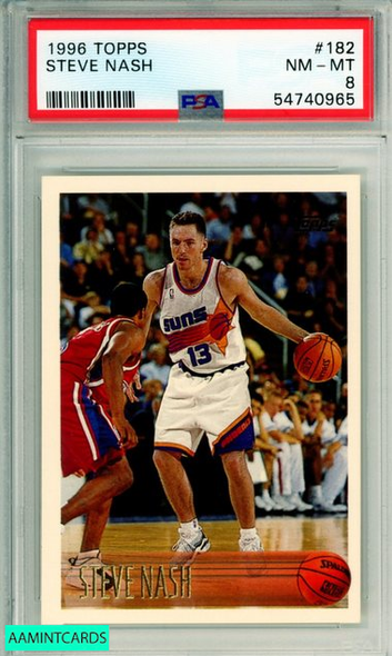1996 TOPPS STEVE NASH #182 ROOKIE HOF SUNS RC PSA 8 NM-MT 54740965 1996 TOPPS STEVE NASH #182 ROOKIE HOF SUNS RC PSA 8 NM-MT 54740965