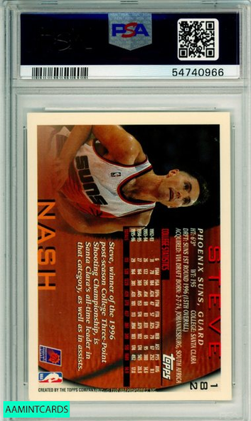 1996 TOPPS STEVE NASH #182 ROOKIE HOF SUNS RC PSA 8 NM-MT 54740966 1996 TOPPS STEVE NASH #182 ROOKIE HOF SUNS RC PSA 8 NM-MT 54740966