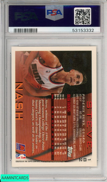 1996 TOPPS STEVE NASH #182 ROOKIE HOF PHOENIX SUNS RC PSA 8 NM-MT 53153332 1996 TOPPS STEVE NASH #182 ROOKIE HOF PHOENIX SUNS RC PSA 8 NM-MT 53153332