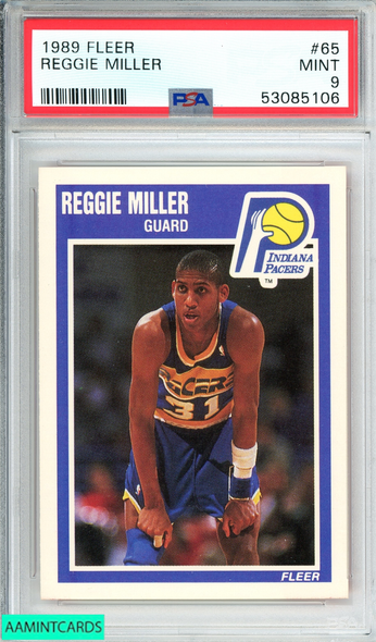 1989 FLEER REGGIE MILLER #65 INDIANA PACERS 2ND YEAR CARD PSA 9 MINT 53085106 1989 FLEER REGGIE MILLER #65 INDIANA PACERS 2ND YEAR CARD PSA 9 MINT 53085106