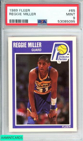 1989 FLEER REGGIE MILLER #65 INDIANA PACERS 2ND YEAR CARD PSA 9 MINT 53085095 1989 FLEER REGGIE MILLER #65 INDIANA PACERS 2ND YEAR CARD PSA 9 MINT 53085095