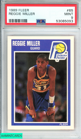 1989 FLEER REGGIE MILLER #65 INDIANA PACERS 2ND YEAR CARD PSA 9 MINT 53085093 1989 FLEER REGGIE MILLER #65 INDIANA PACERS 2ND YEAR CARD PSA 9 MINT 53085093
