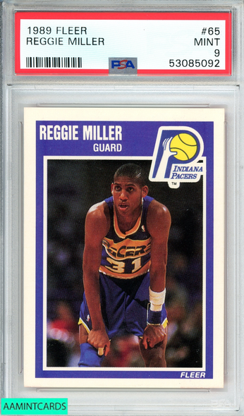 1989 FLEER REGGIE MILLER #65 INDIANA PACERS 2ND YEAR CARD PSA 9 MINT 53085092