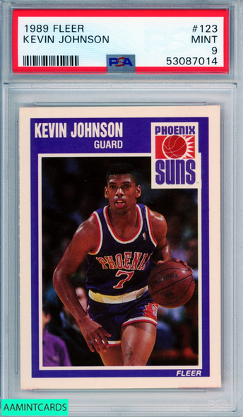 1989 FLEER KEVIN JOHNSON #123 ROOKIE PHOENIX SUNS RC PSA 9 MINT 53087014 1989 FLEER KEVIN JOHNSON #123 ROOKIE PHOENIX SUNS RC PSA 9 MINT 53087014