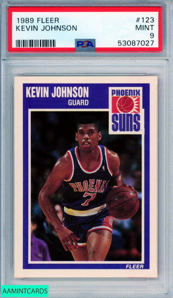 1989 FLEER KEVIN JOHNSON #123 ROOKIE PHOENIX SUNS RC PSA 9 MINT 53087027 1989 FLEER KEVIN JOHNSON #123 ROOKIE PHOENIX SUNS RC PSA 9 MINT 53087027